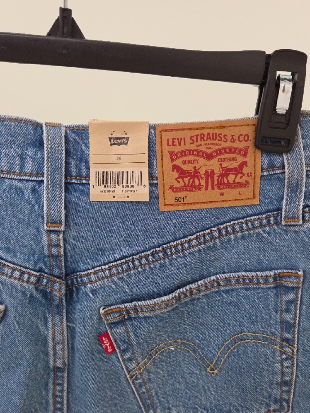Levi's 501 Original Cutoff Denim Shorts - Medium Blue - Picture 3 of 5